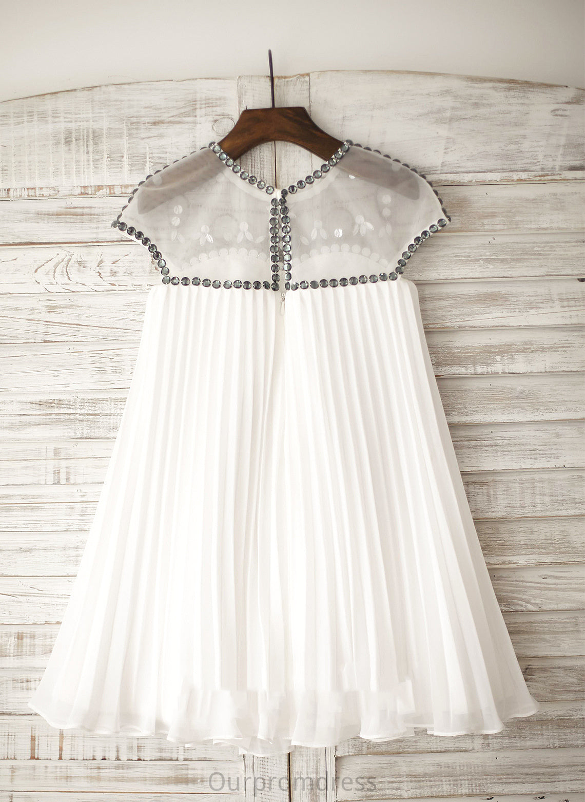 Scoop A-Line Flower Girl Dresses Girl Neck Sleeveless - Rhinestone Chiffon Dress Flower Knee-length With Winnie