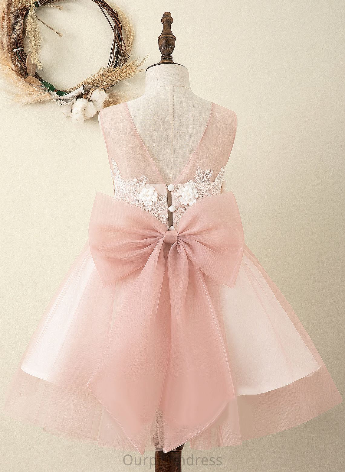 Dress Scoop A-Line - Flower Girl Dresses Nina Girl Back Bow(s)/V Neck With Sleeveless Flower Knee-length Satin/Tulle