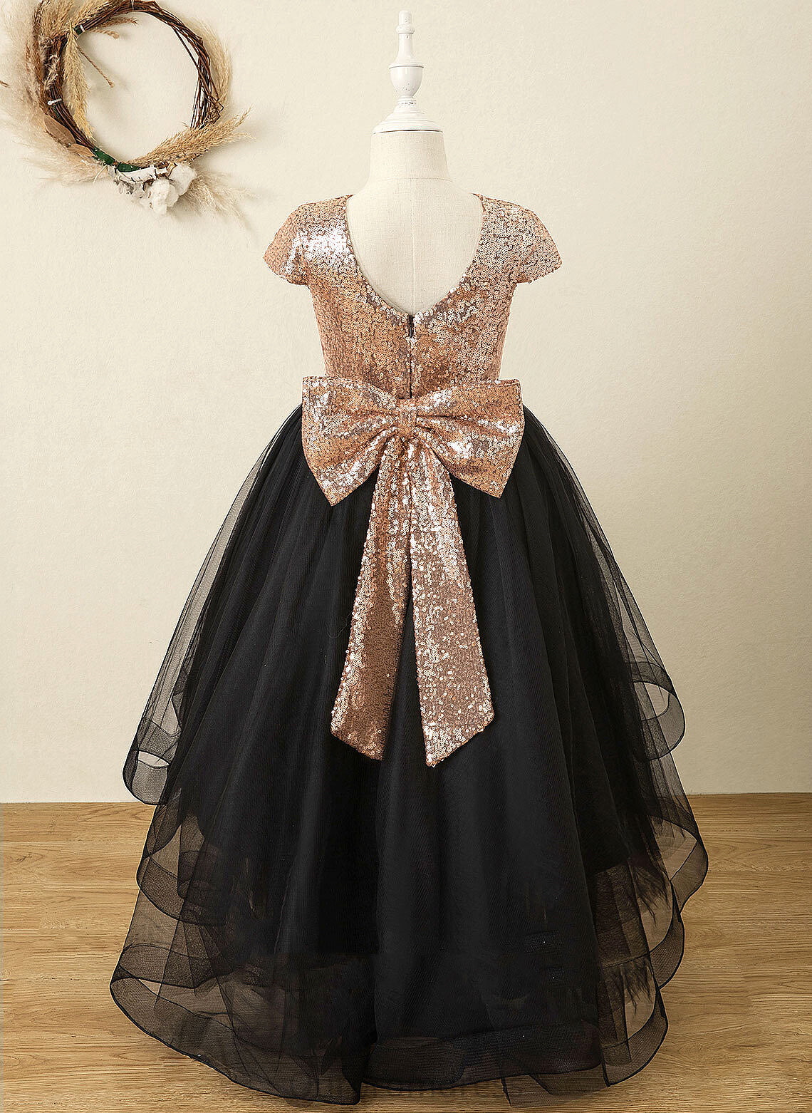 Tulle/Sequined Girl Neck Flower Flower Girl Dresses Dress Sleeveless With Scoop Bow(s) Paisley Asymmetrical - A-Line