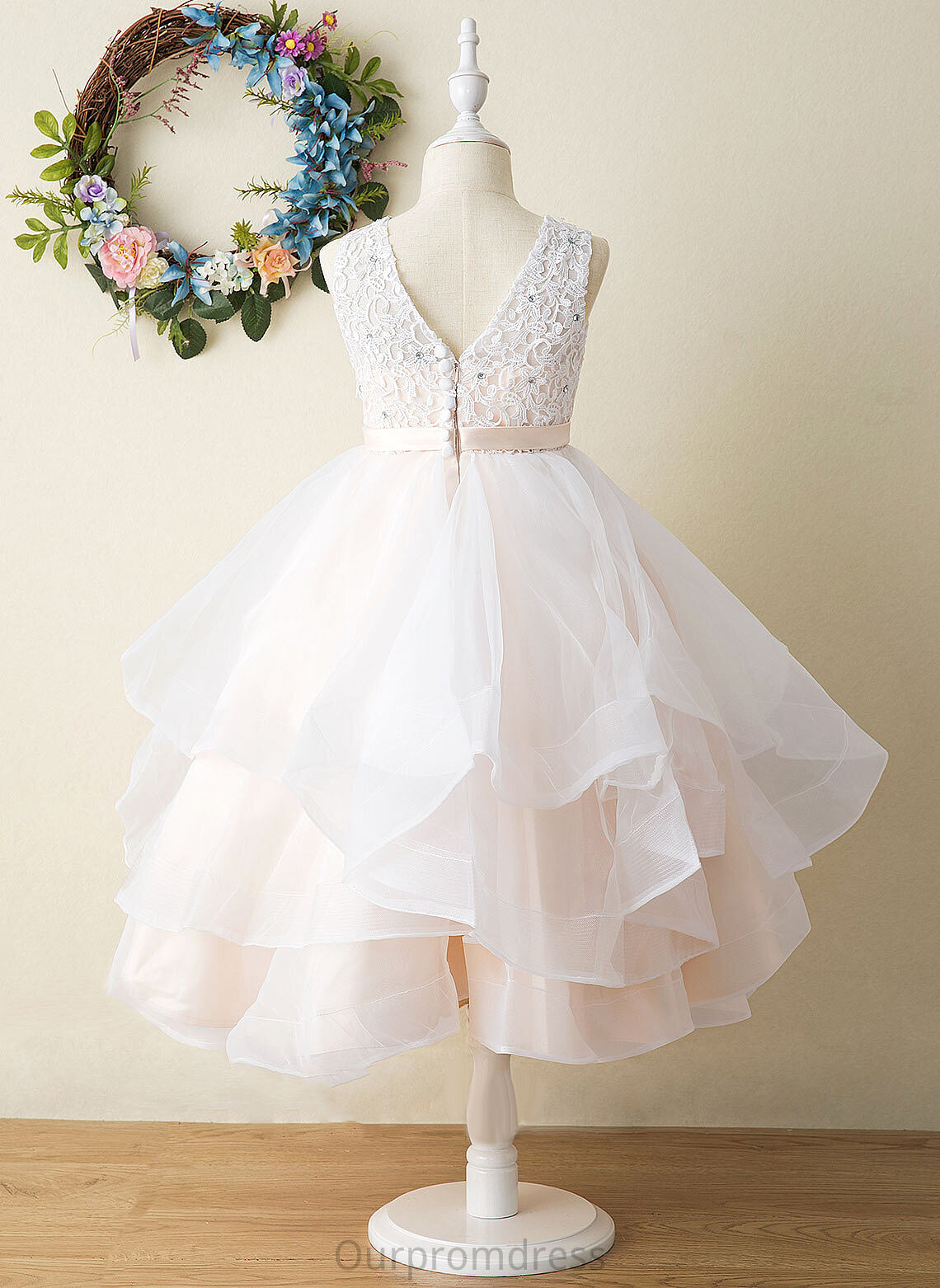 Tea-length Girl Dress Tulle/Lace Flower Girl Dresses Flower Ball-Gown/Princess - Neck Sleeveless Scoop Nathaly