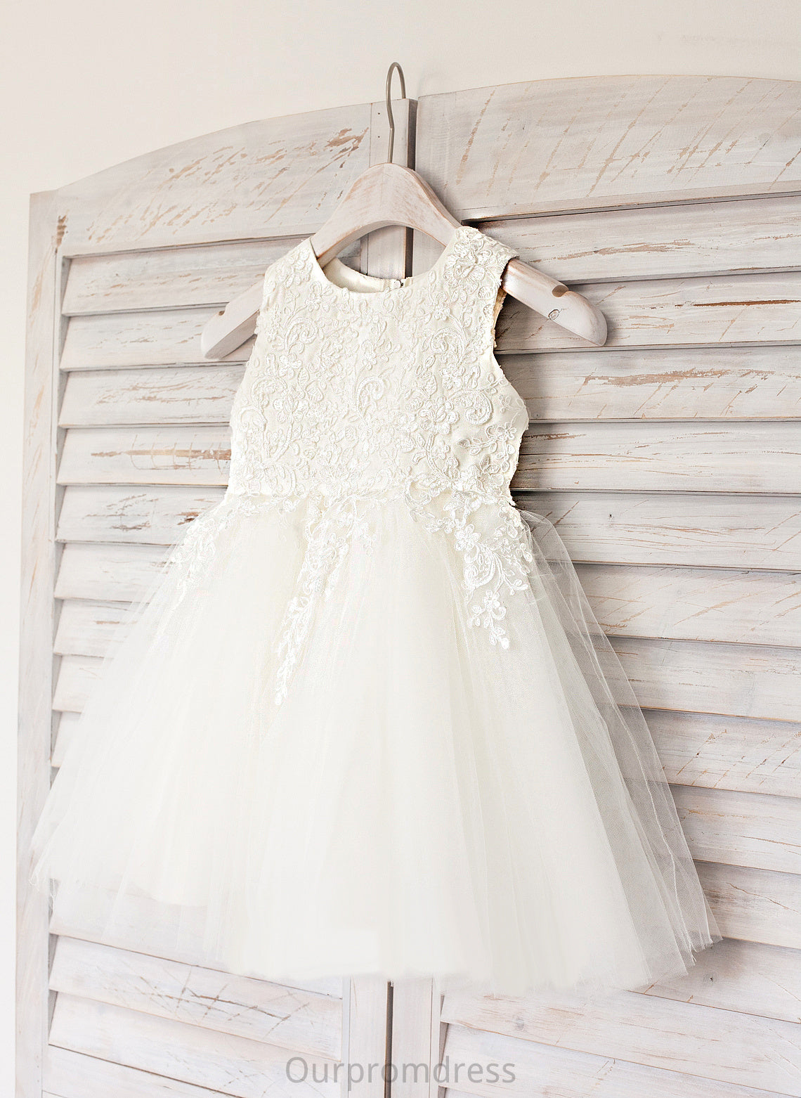 Janet Knee-length - Dress Girl A-Line Sleeveless With Satin/Tulle Scoop Lace Flower Girl Dresses Neck Flower