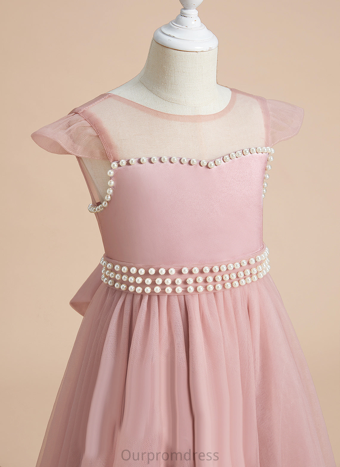 Scoop Sleeveless Flower Girl Dresses Amiyah Dress Neck Satin/Tulle - With A-Line Flower Girl Knee-length Beading/Bow(s)