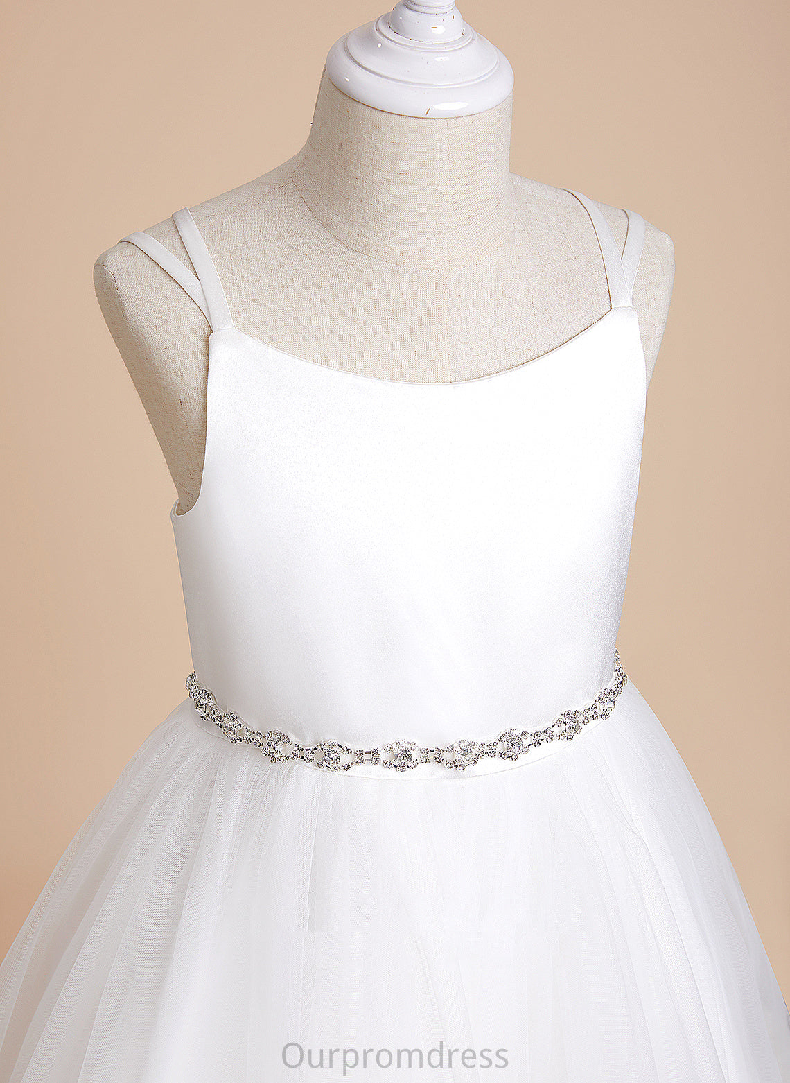 Allison Flower Girl Dresses Satin/Tulle - Dress A-Line Sleeveless Tea-length Straps With Girl Beading Flower