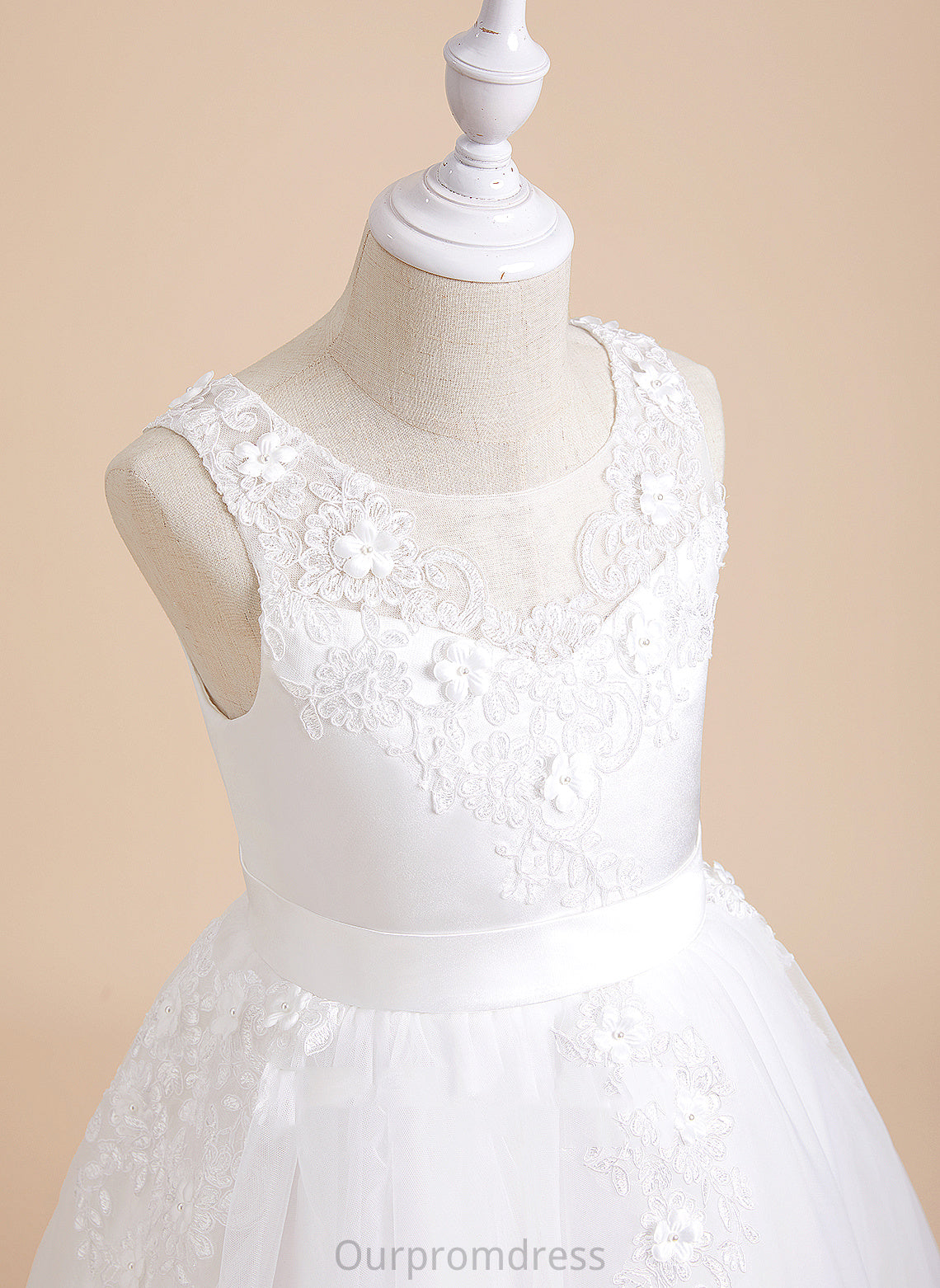 Sleeveless Tea-length Girl Beading/Flower(s) A-Line Juliette - Flower With Scoop Flower Girl Dresses Neck Tulle/Lace Dress