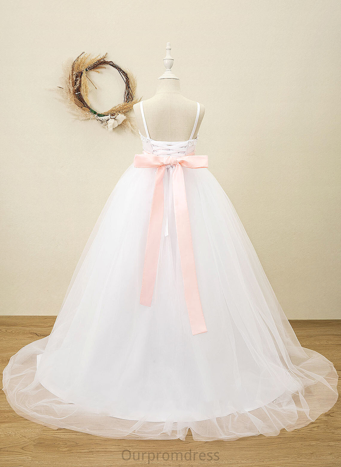 Flower Sleeveless With Ball-Gown/Princess Sash/Rhinestone sash) Girl Dress Floor-length Cassandra (Detachable Straps - Flower Girl Dresses Satin