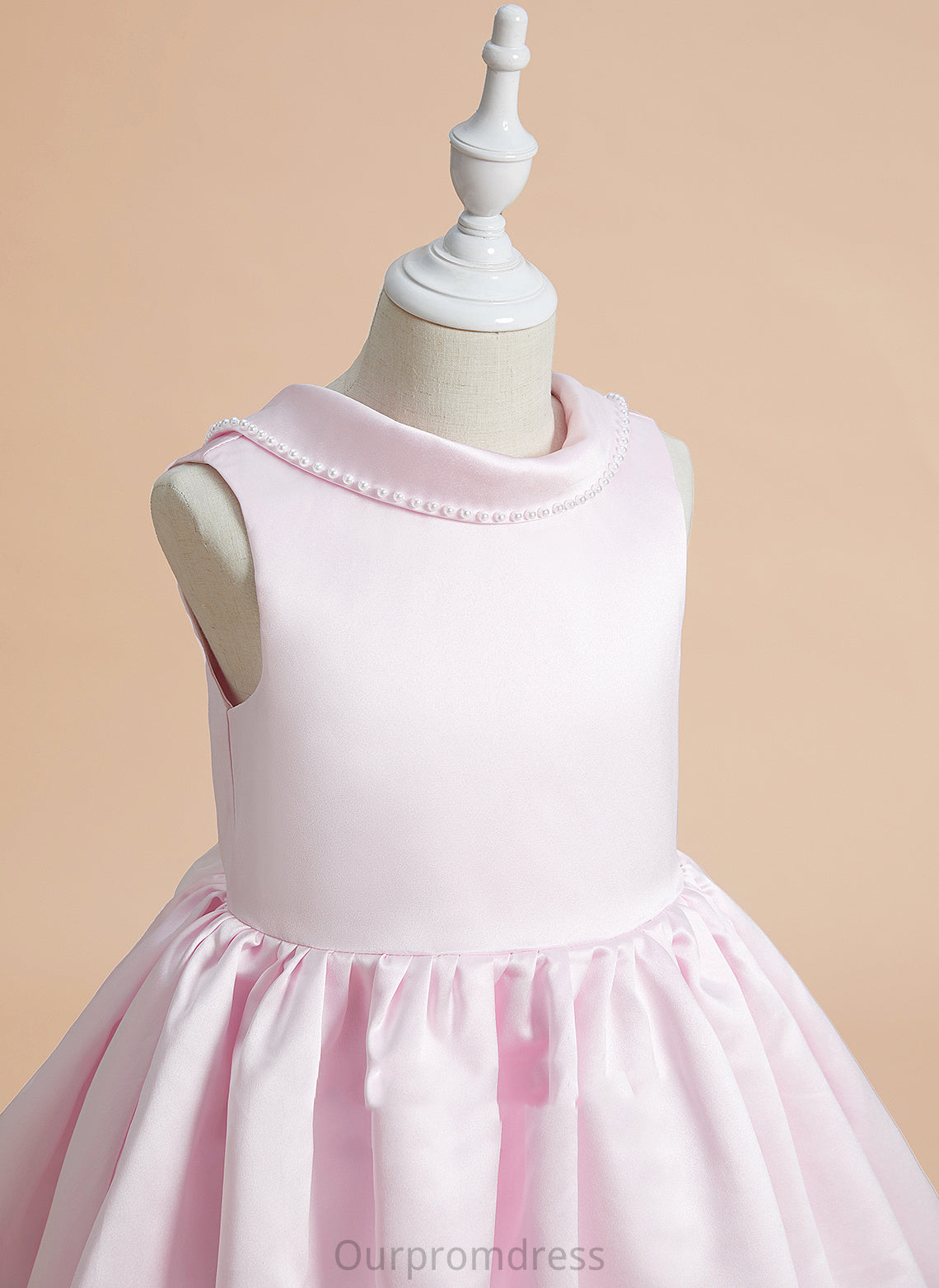 Beading/Bow(s) Flower Girl Dresses Neck With Girl Flower Sleeveless A-Line - Dress Scoop Kamora Knee-length Satin