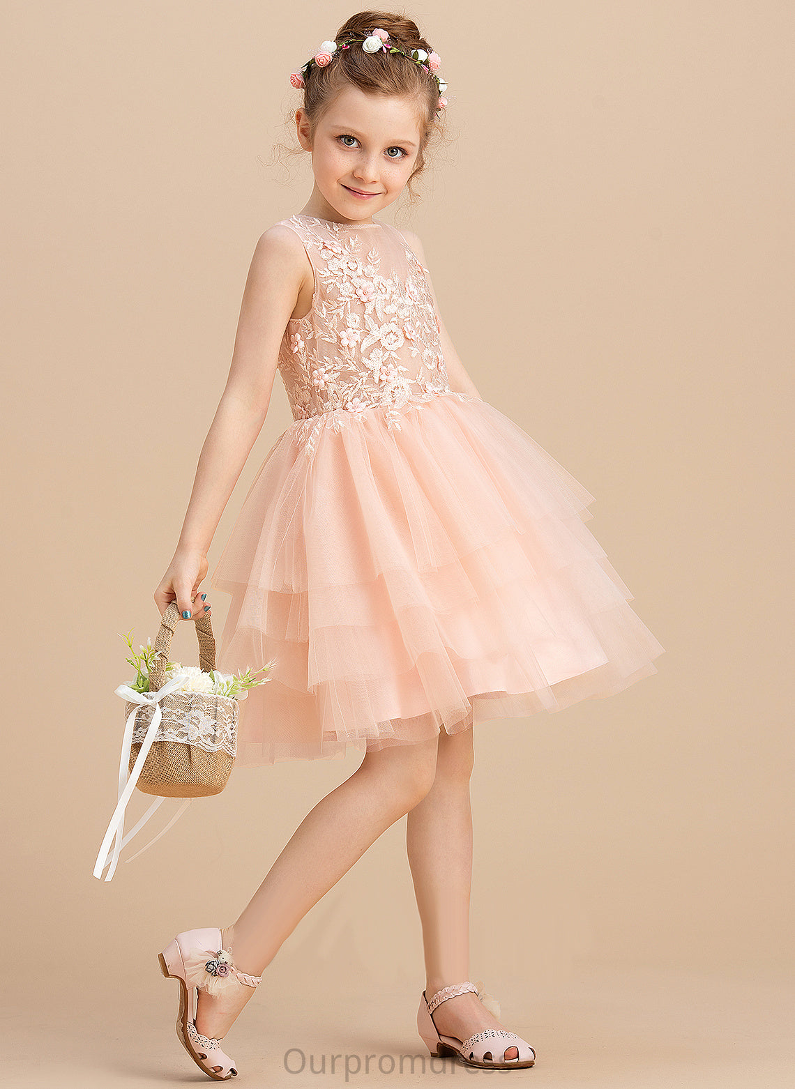 Neck Sleeveless Flower Girl Dresses Knee-length Mary Lace/Beading Scoop - Dress Ball-Gown/Princess Tulle/Lace With Flower Girl