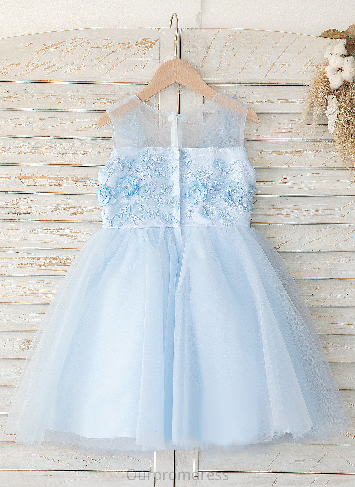 Sleeveless A-Line Jaelyn Flower Girl Dresses Flower Girl Dress Scoop Neck - Tulle/Lace Knee-length