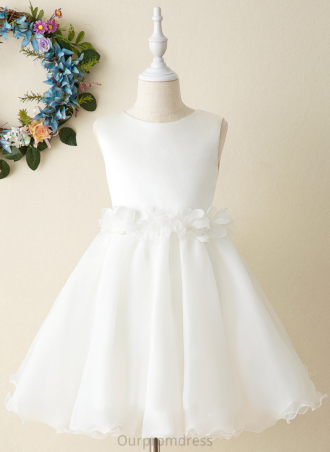 Dress Girl Flower Flower Girl Dresses - Neck Sleeveless A-Line Scoop Saige Organza Knee-length