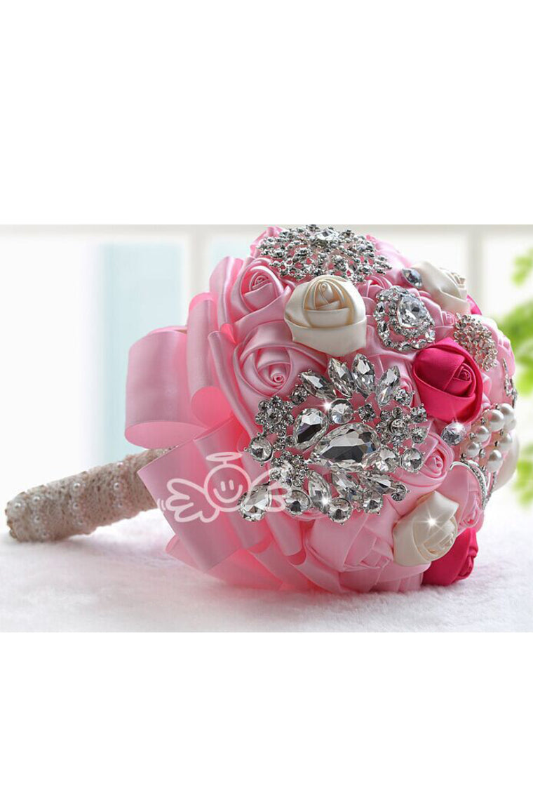 Elegant Round Satin/Brooch Bridal Bouquets