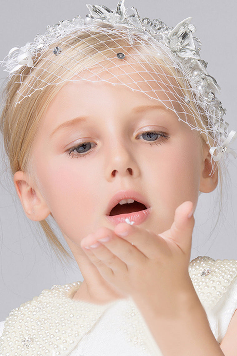 Flower Girl'S Lace / Net Headpiece With Beading