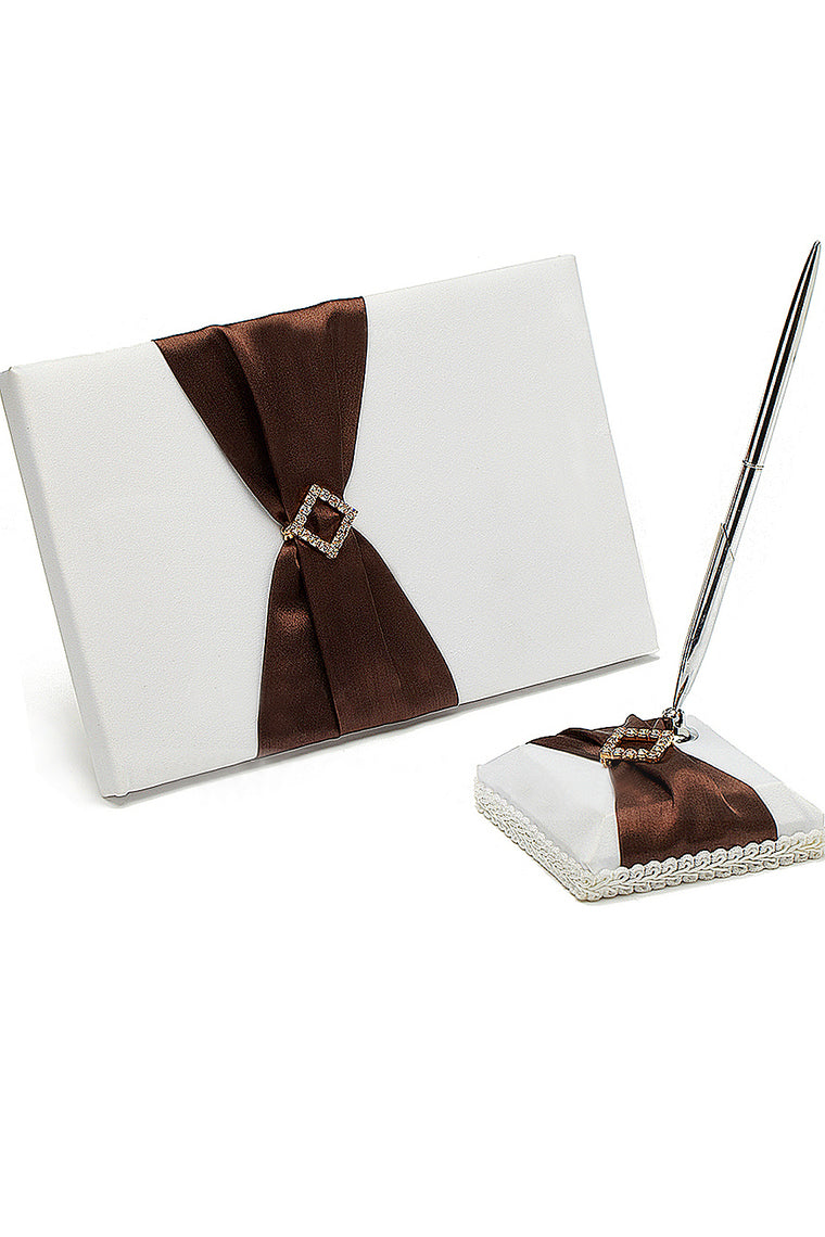 Graceful Rhinestones Guestbook & Pen Set