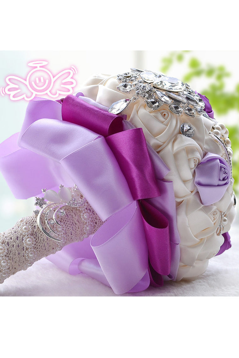 Elegant Round Satin/Brooch Bridal Bouquets