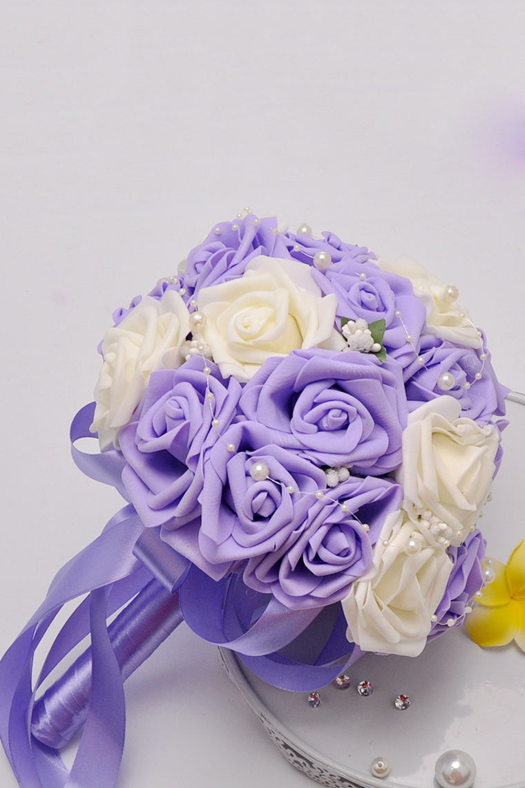 Round Foam/Ribbon/Pearl Bridal Bouquets