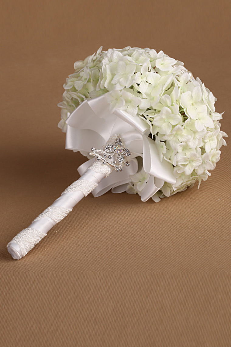 Wedding Bouquet Ribbon Roses With Rhinestone Brooch (25*15cm)