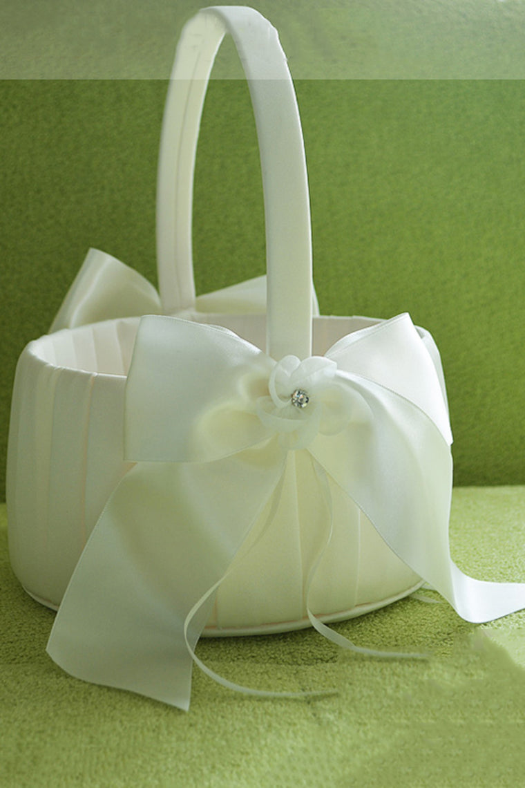 Classic Flower Basket In Satin With Bow