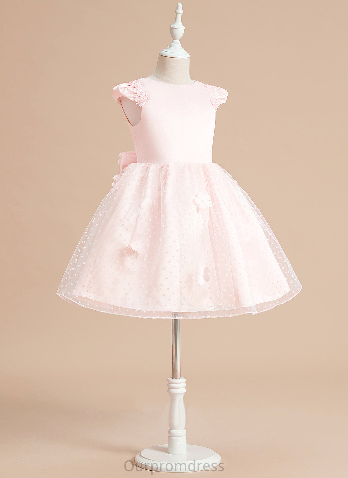 Thalia Bow(s) Neck Sleeveless Flower Girl Dresses Scoop Dress - Ball-Gown/Princess Girl With Flower Knee-length Satin/Tulle