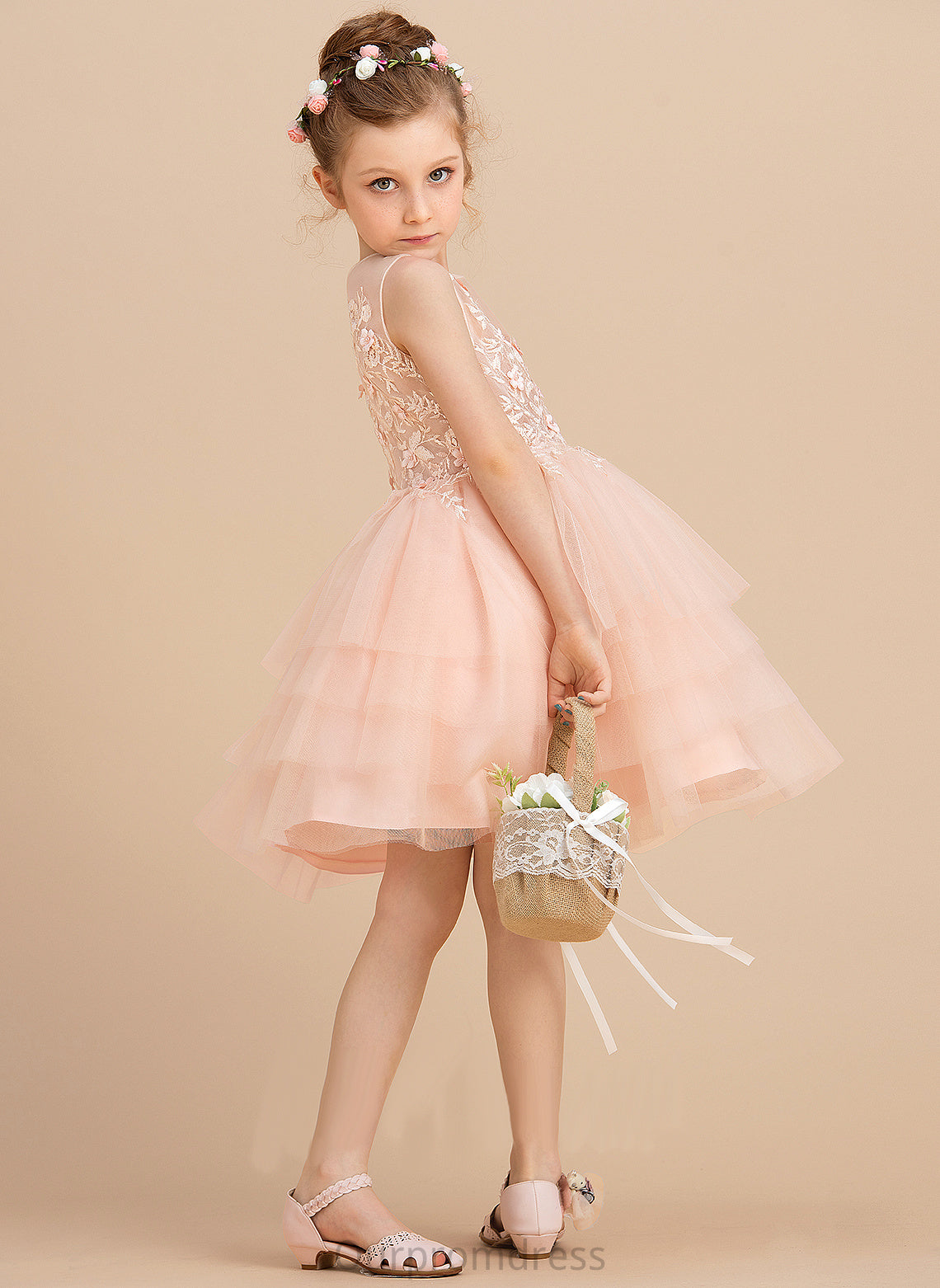 Neck Sleeveless Flower Girl Dresses Knee-length Mary Lace/Beading Scoop - Dress Ball-Gown/Princess Tulle/Lace With Flower Girl