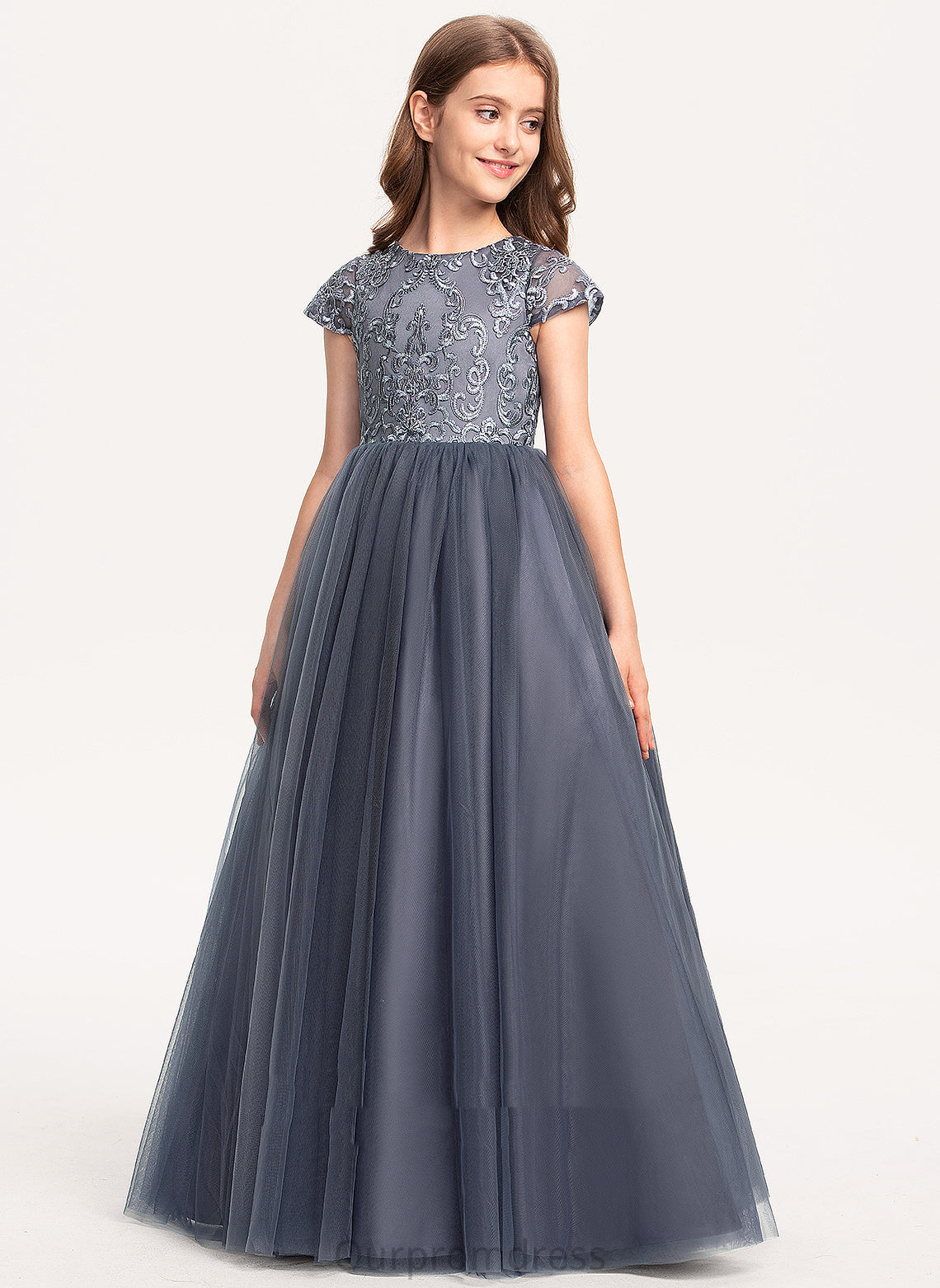 Short Girl - Tulle Ball-Gown/Princess Flower Scoop Lesley Floor-length Neck Dress Flower Girl Dresses Sleeves