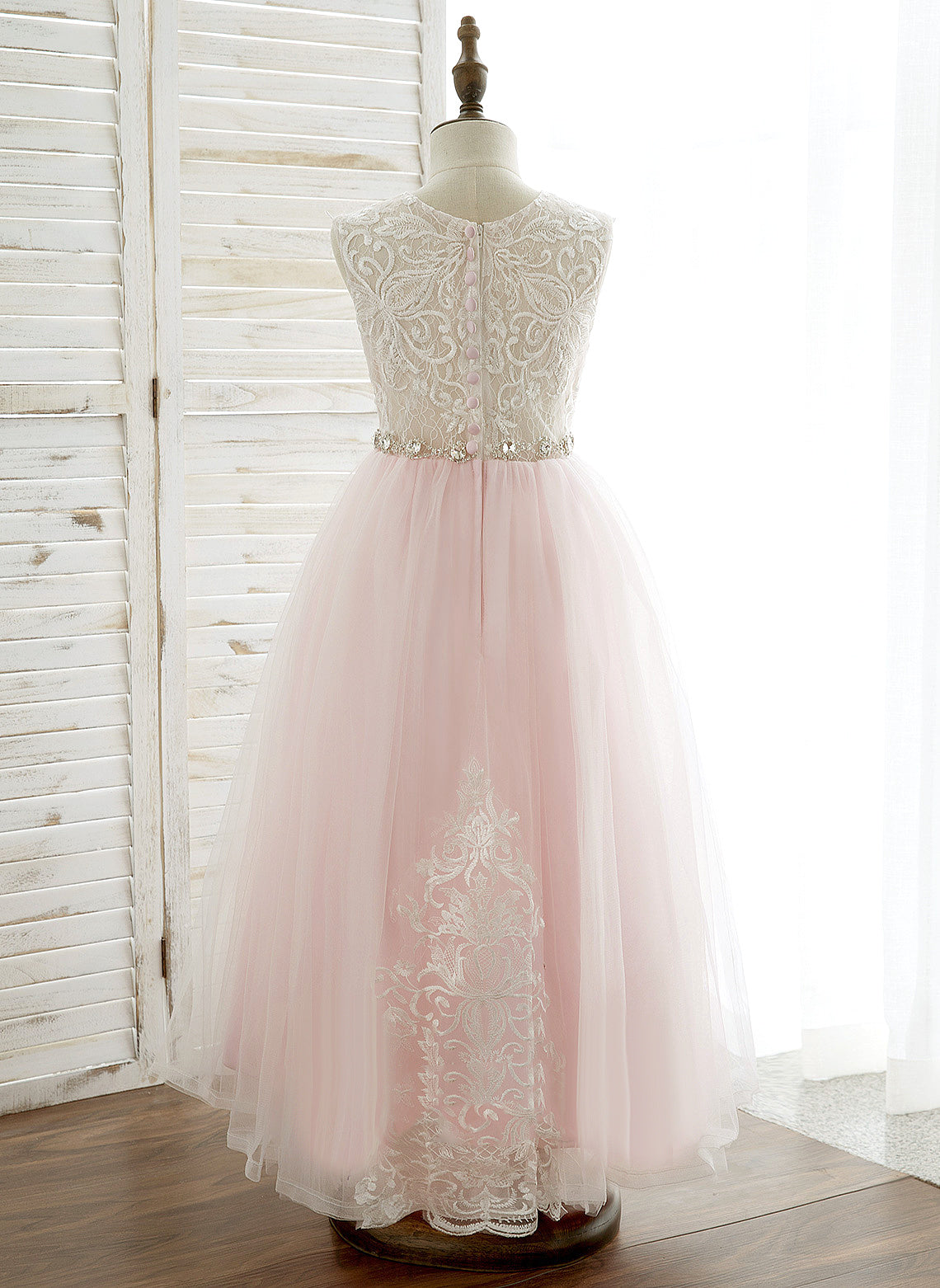 Kayley Girl Tulle/Lace Scoop Flower With A-Line/Princess - Rhinestone Flower Girl Dresses Ankle-length Sleeveless Dress Neck