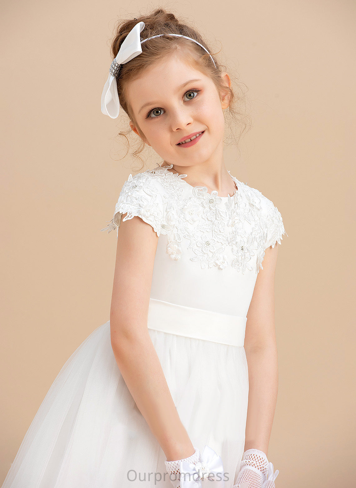 Flower Ball With Beading/Appliques - Gown Flower Girl Dresses Neck Sleeveless Scoop Girl Dress Floor-length Ireland Satin/Tulle