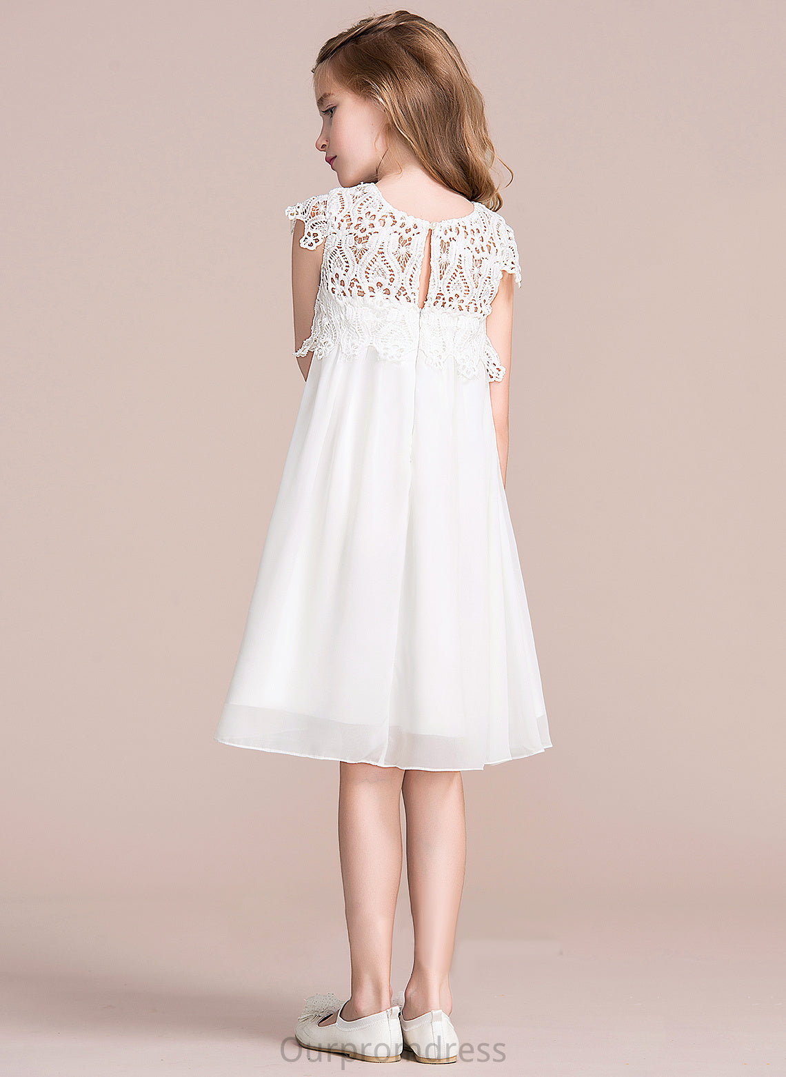 Sleeveless Chiffon/Lace Empire Flower Girl Dresses - Scoop Flower Neck Dress Girl Knee-length Urania