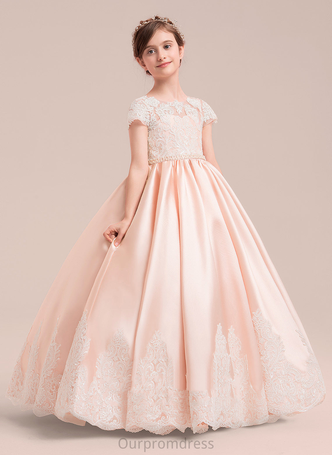 Floor-length included) Neck Scoop Dress Flower Girl Dresses Sleeves - Ball Gown Flower Jenny Satin/Tulle/Lace Short NOT (Petticoat Girl With Beading