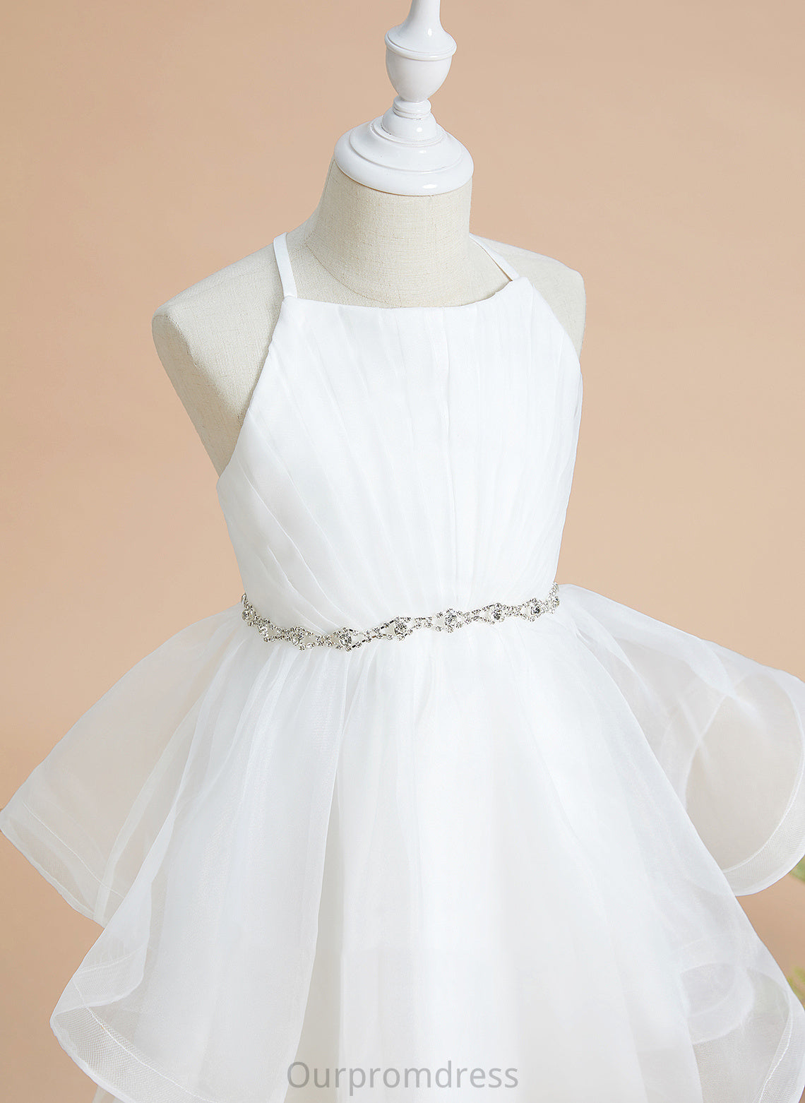 Beading Neckline A-Line Tulle Dress Square Flower Girl Dresses Flower With Knee-length Sleeveless Alayna - Girl