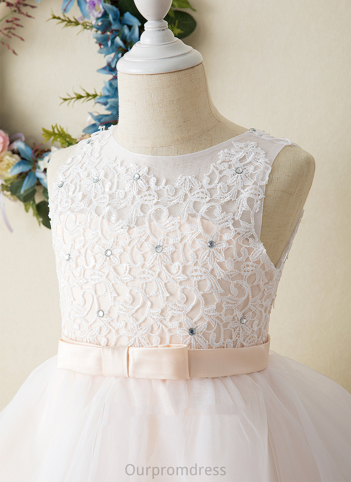 Tea-length Girl Dress Tulle/Lace Flower Girl Dresses Flower Ball-Gown/Princess - Neck Sleeveless Scoop Nathaly