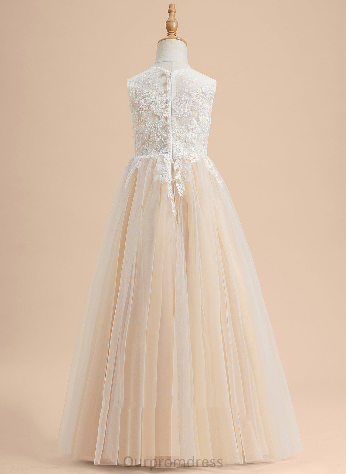 Neck - A-Line Scoop Lace/Beading Floor-length Flower Girl Dresses Tulle Dress Flower Girl Sleeveless Laurel With