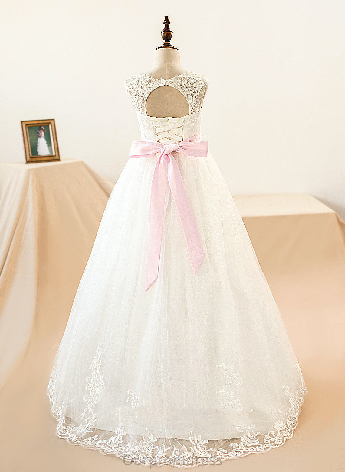 With Girl (Petticoat Flower Girl Dresses Tulle/Lace Scoop Sleeveless - Jan included) Neck Dress Flower Ball-Gown/Princess Sash/Beading/Appliques/Bow(s) Floor-length NOT