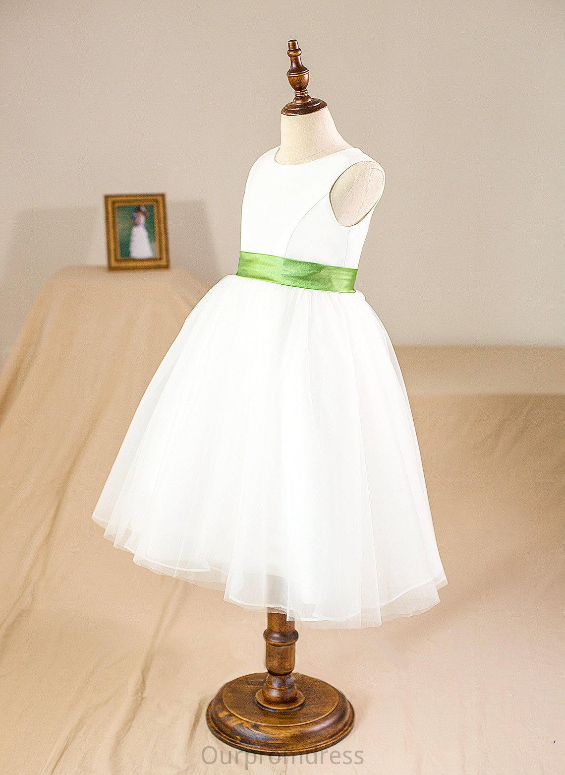 Sash Neck Dress Flower Scoop Knee-length Nicky Ball Tulle Flower Girl Dresses - Girl Gown With Sleeveless