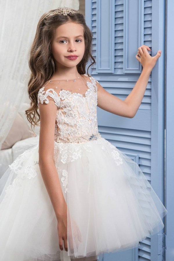 2024 Asymmetrical Scoop With Applique Flower Girl Dresses A PGMSJX19