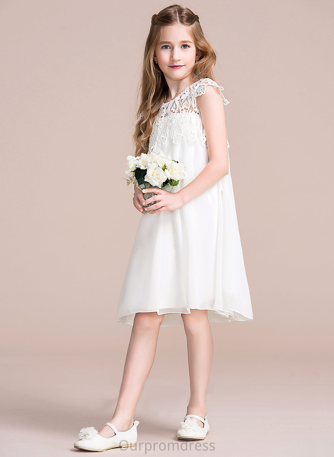 Sleeveless Chiffon/Lace Empire Flower Girl Dresses - Scoop Flower Neck Dress Girl Knee-length Urania