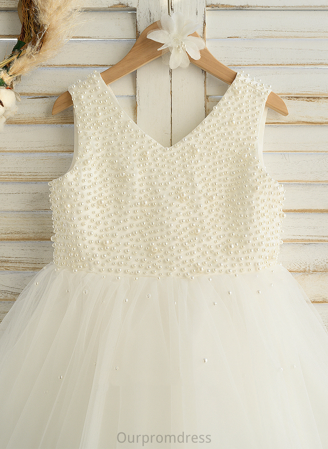 Beading Flower Girl Dresses Flower Knee-length Satin/Tulle Sleeveless - Dress Cassidy Girl A-Line With V-neck