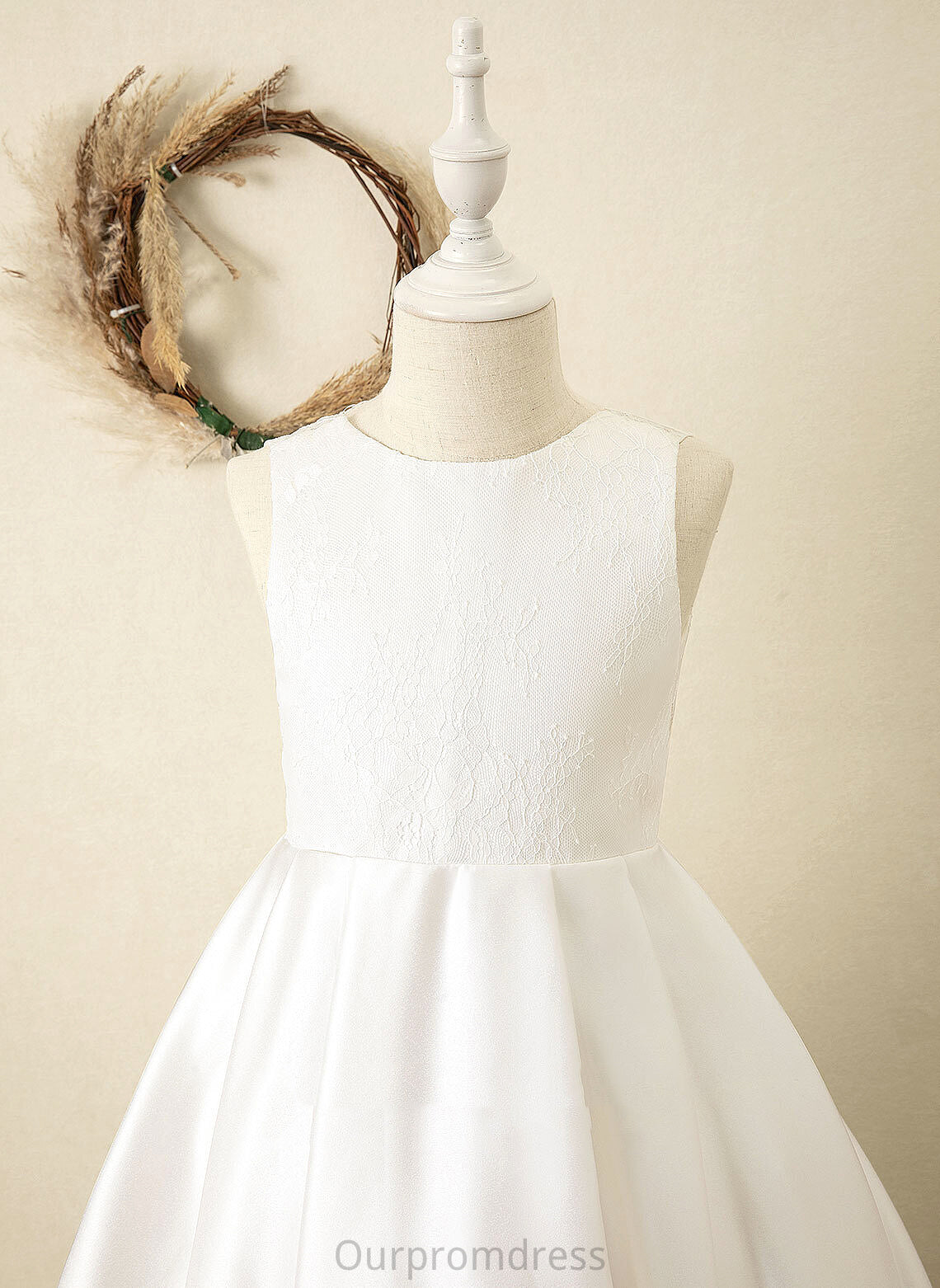 Train Dress Flower Girl Dresses Laurel Satin/Tulle/Lace Flower Sash Sleeveless Ball-Gown/Princess Scoop Girl Neck With - Sweep