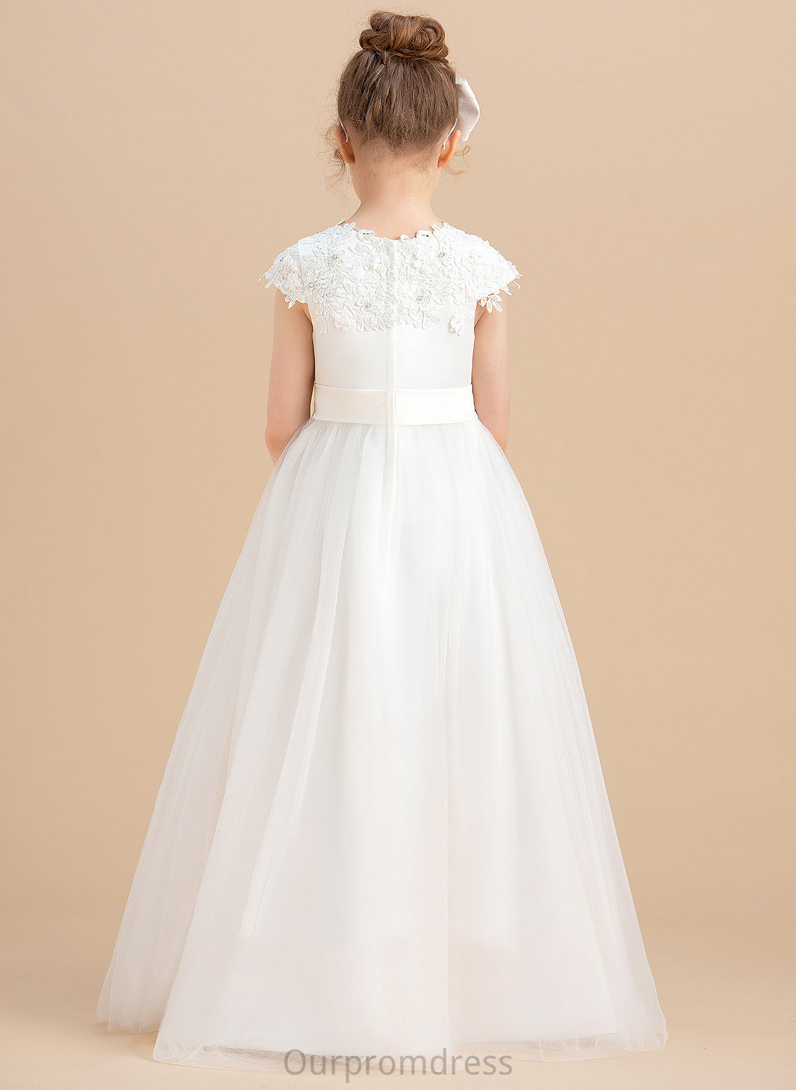 Flower Ball With Beading/Appliques - Gown Flower Girl Dresses Neck Sleeveless Scoop Girl Dress Floor-length Ireland Satin/Tulle