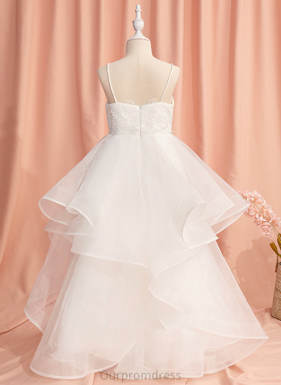 Sweetheart/Straps Flower Flower Girl Dresses Dress Lace/Flower(s) Girl Patricia Floor-length Tulle Ball-Gown/Princess - With Sleeveless