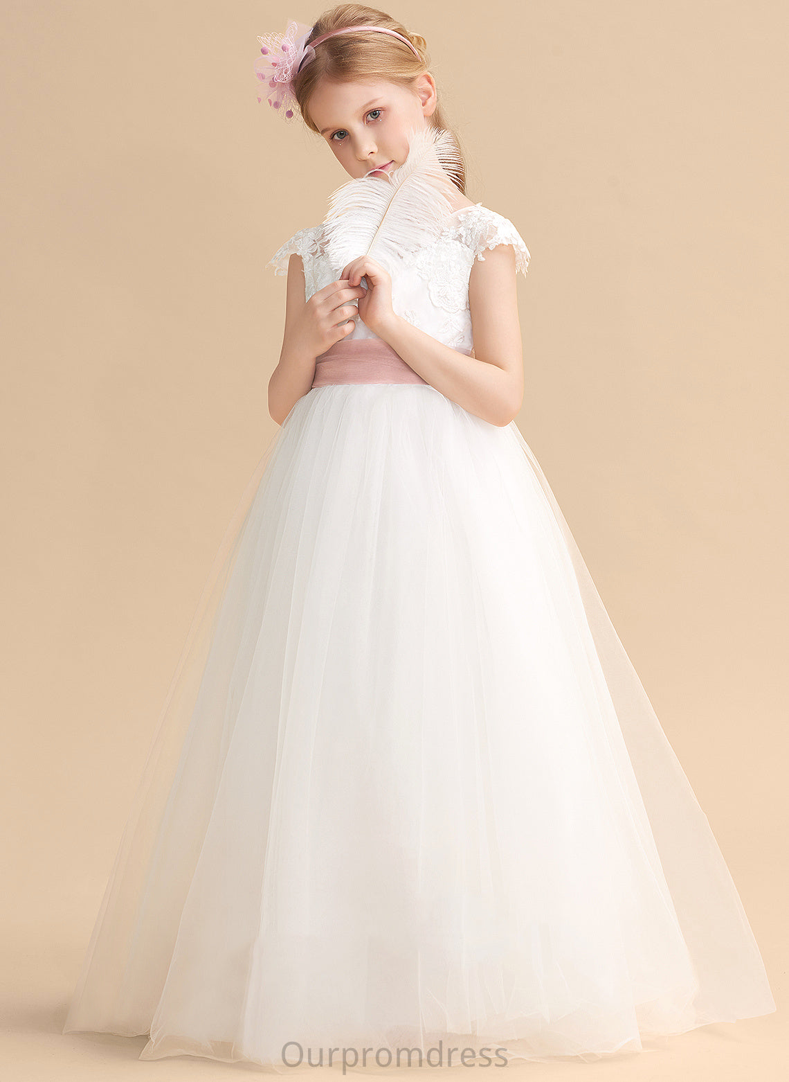 Girl Grace Lace Ball-Gown/Princess - Sleeveless Flower Neck Flower Girl Dresses Dress With Floor-length Scoop Lace/Sash