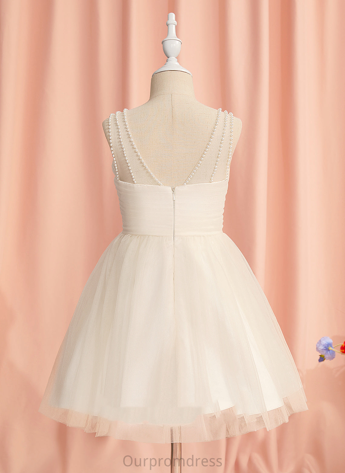 V-neck Flower Girl Dresses Nydia Dress Ruffles/Beading Girl Flower Tulle With - Knee-length A-Line Sleeveless