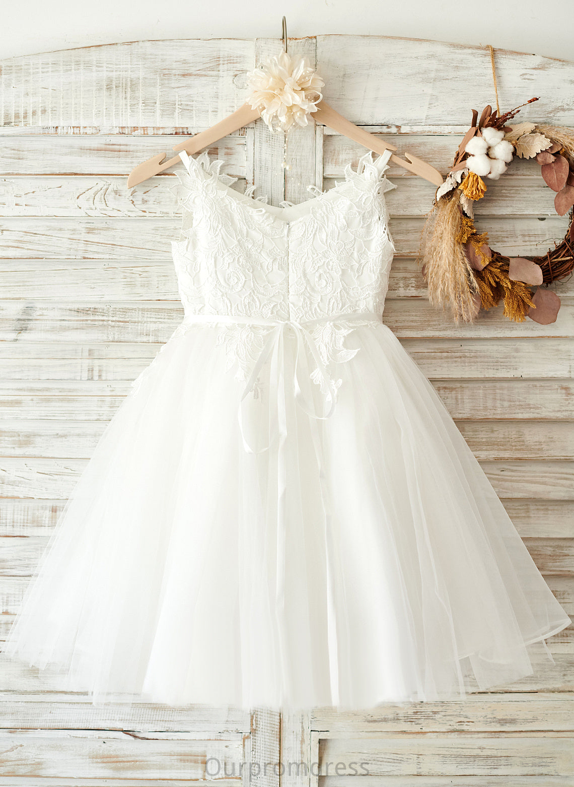 Tulle/Lace Flower Straps Rhinestone Girl With Sherlyn - Dress Sleeveless Flower Girl Dresses A-Line Knee-length