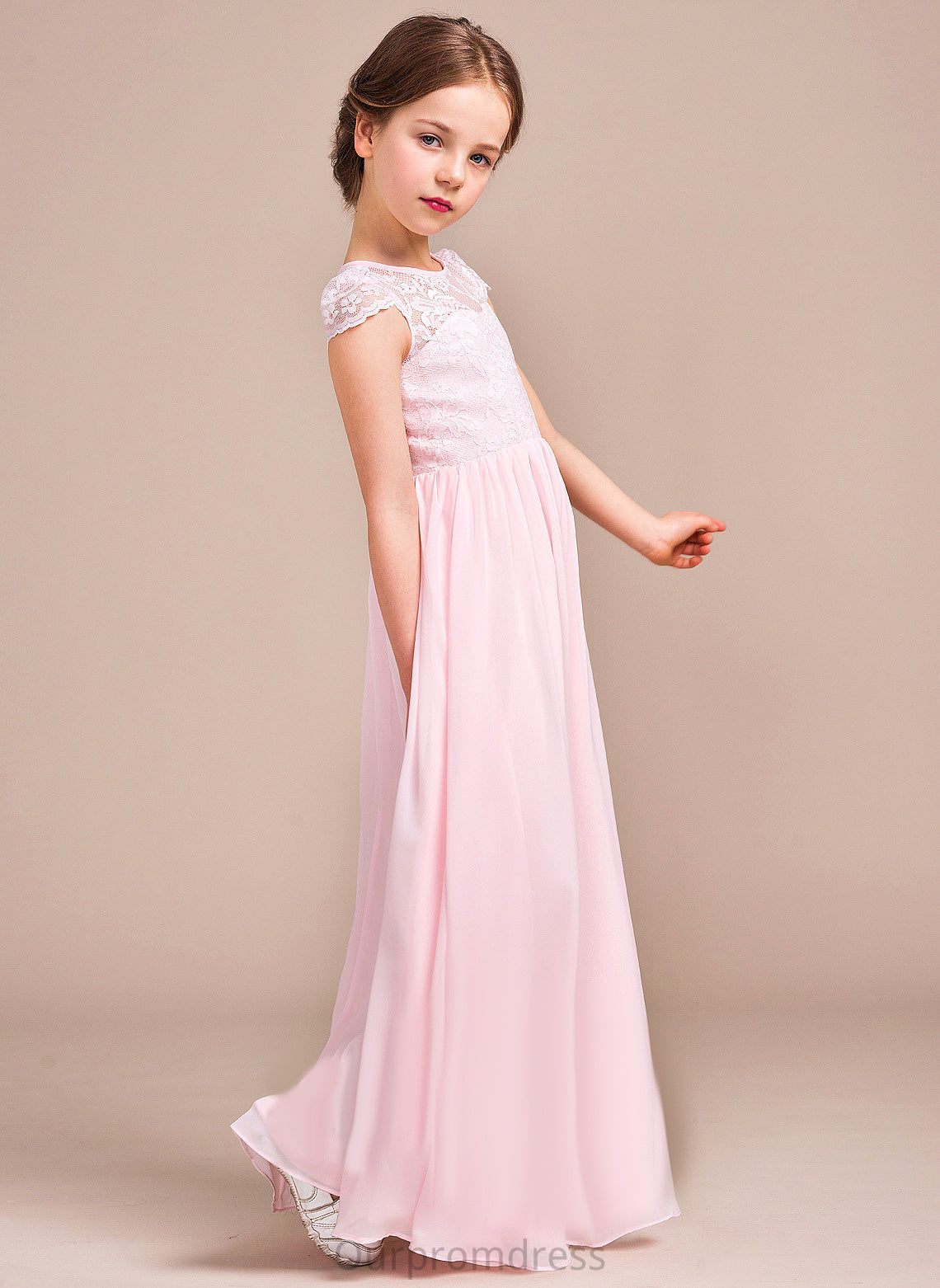 Jolie - Chiffon/Lace Dress Floor-length Flower Girl Dresses Flower Neck Girl A-Line/Princess Sleeveless Scoop