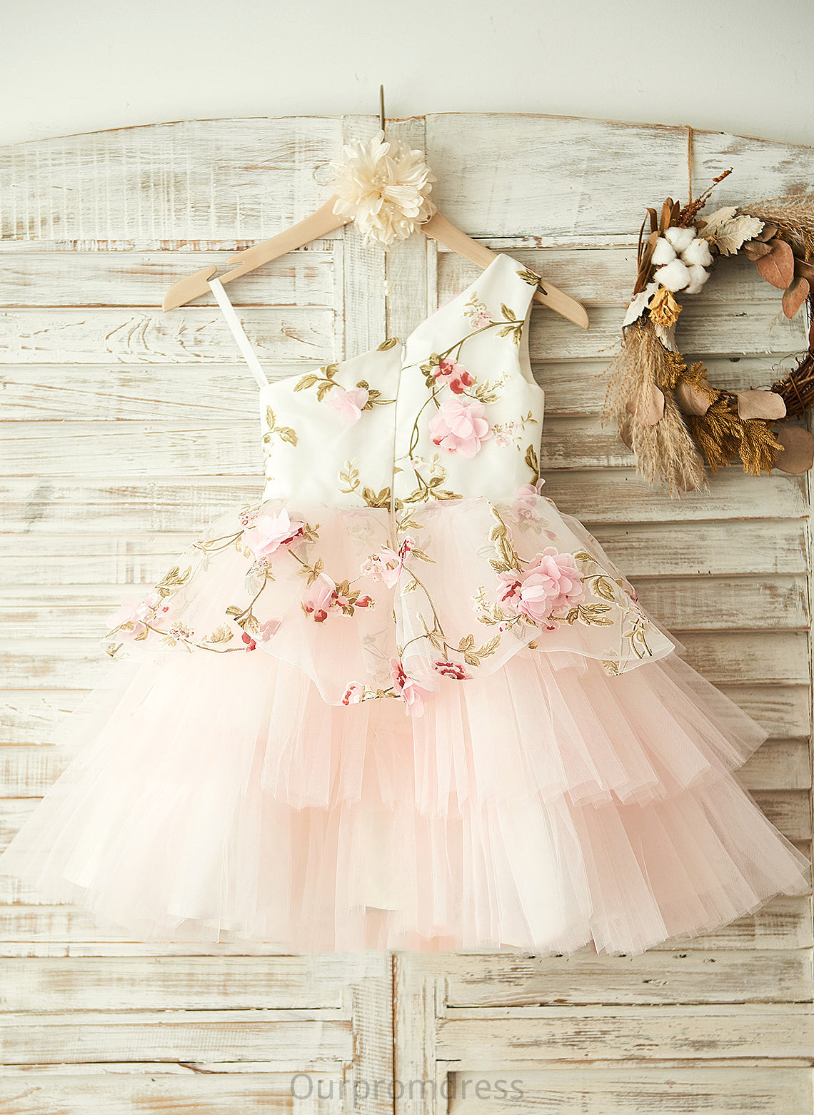 A-Line Dress Flower Girl Dresses Sleeveless Knee-length Flower - Katelynn Flower(s) With One-Shoulder Tulle Girl