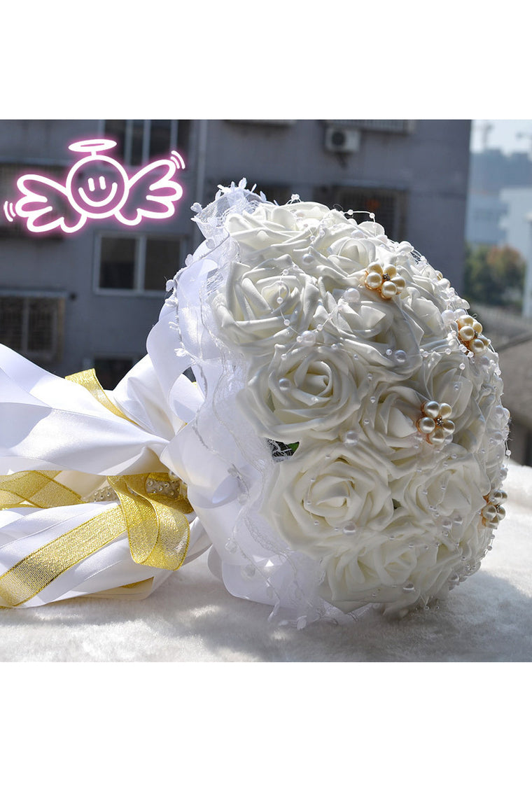 Sweet Round Satin/Silk Bridal Bouquets