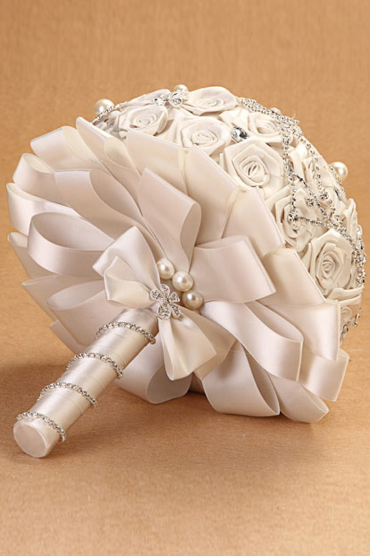 White Rhinestone Crystal Roses Wedding Flowers Bridal Bouquet (30*26cm)