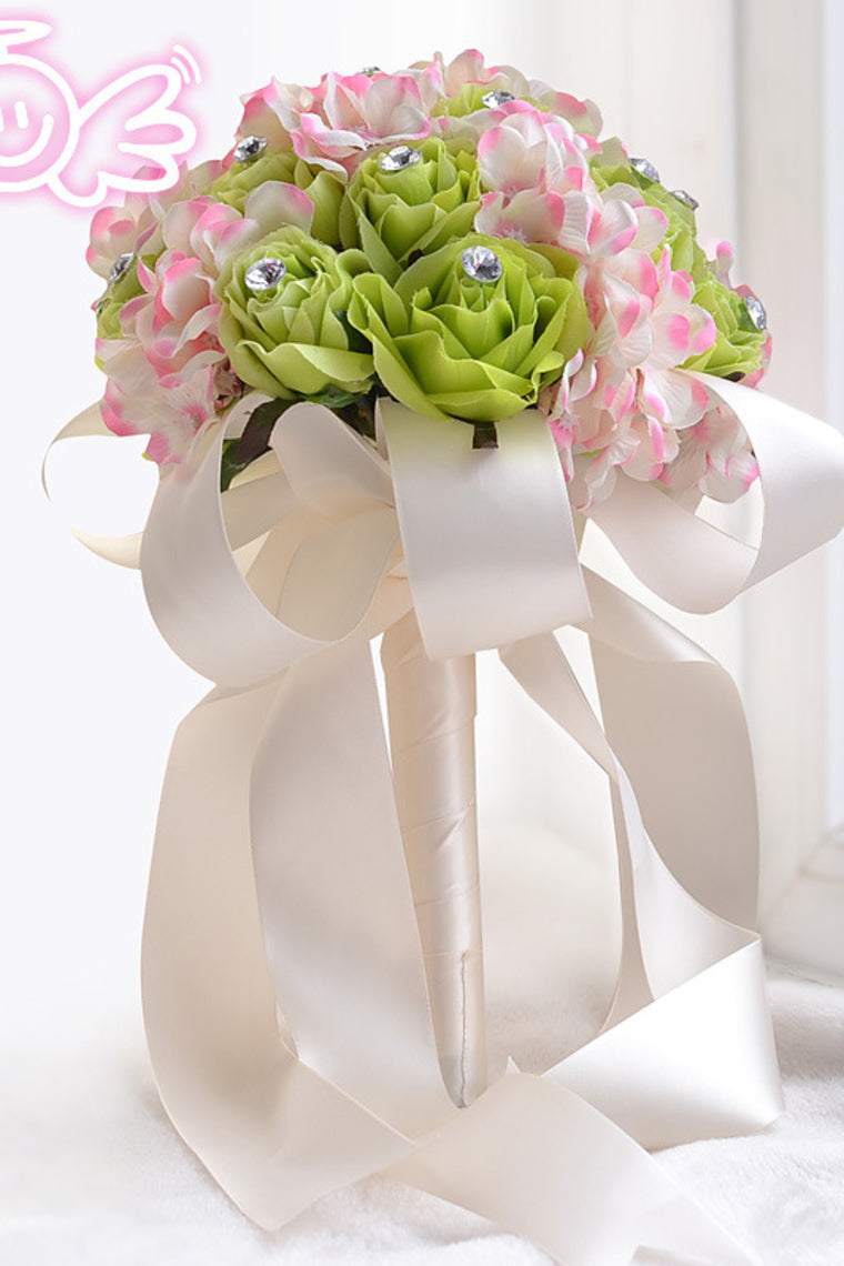 Colorful Round Satin Bridal Bouquets