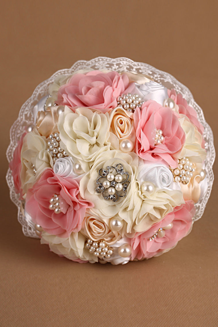 Pearl Crystal Roses Flower Girl Wedding Bridal Corsage Bouquet (27*22cm)