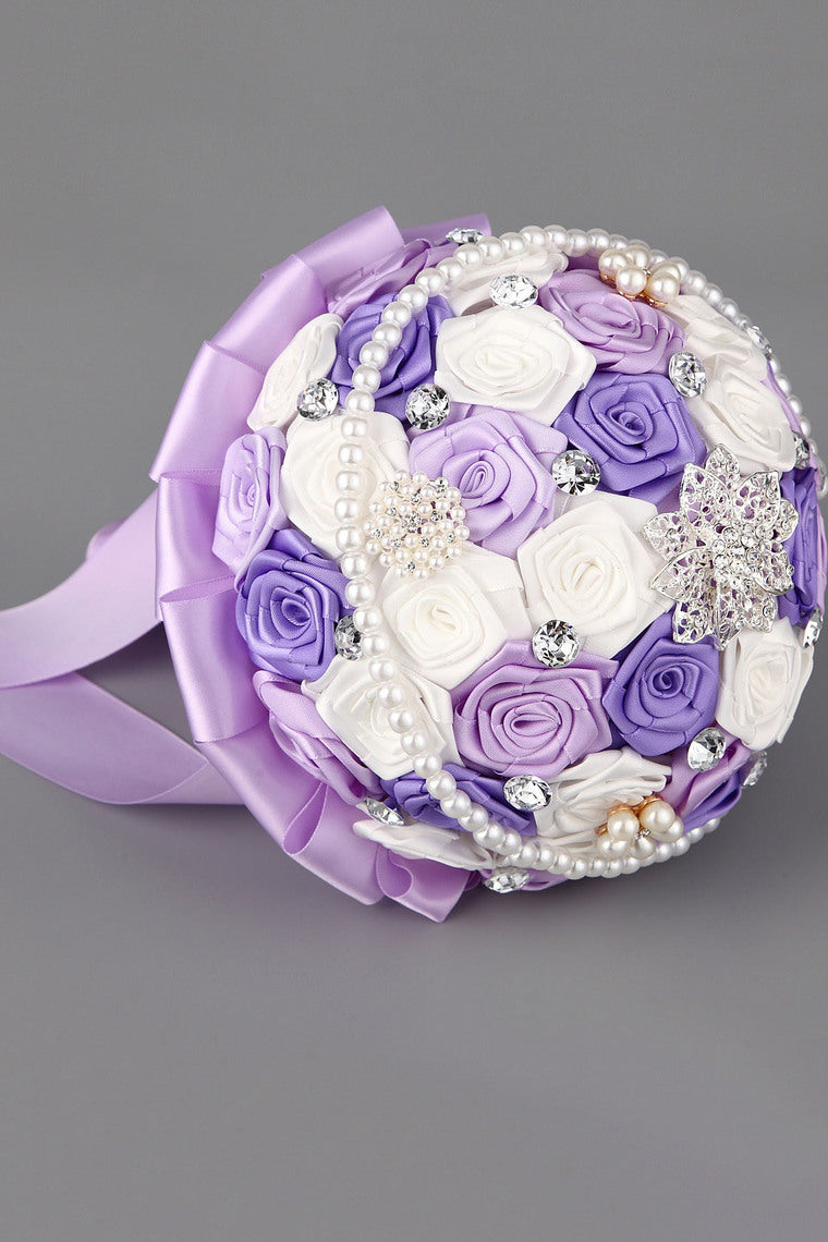 5 Colors Rhinestone Round Roses Bouquets Wedding Flowers (27*20cm)