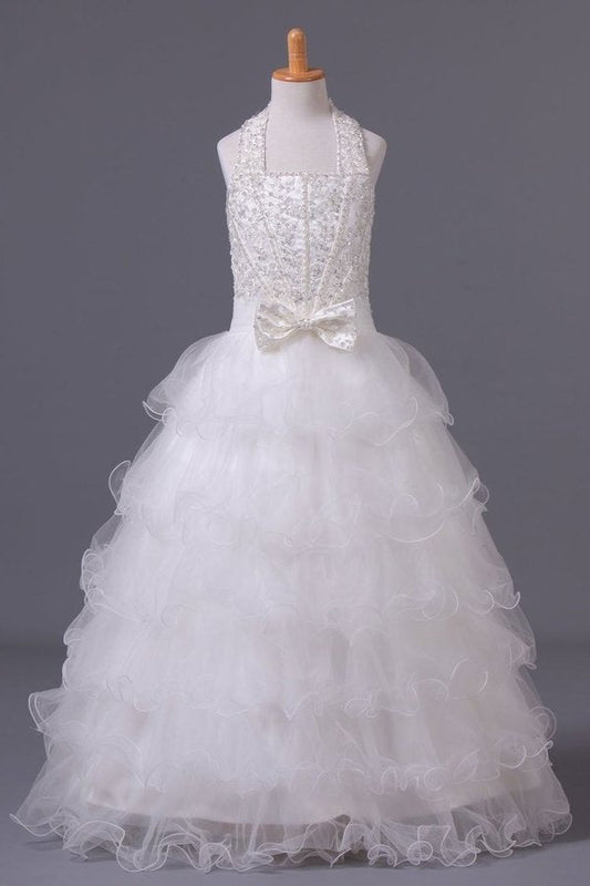 2024 Lovely Flower Girl Dresses Ball Gown Halter PNJSGEC1