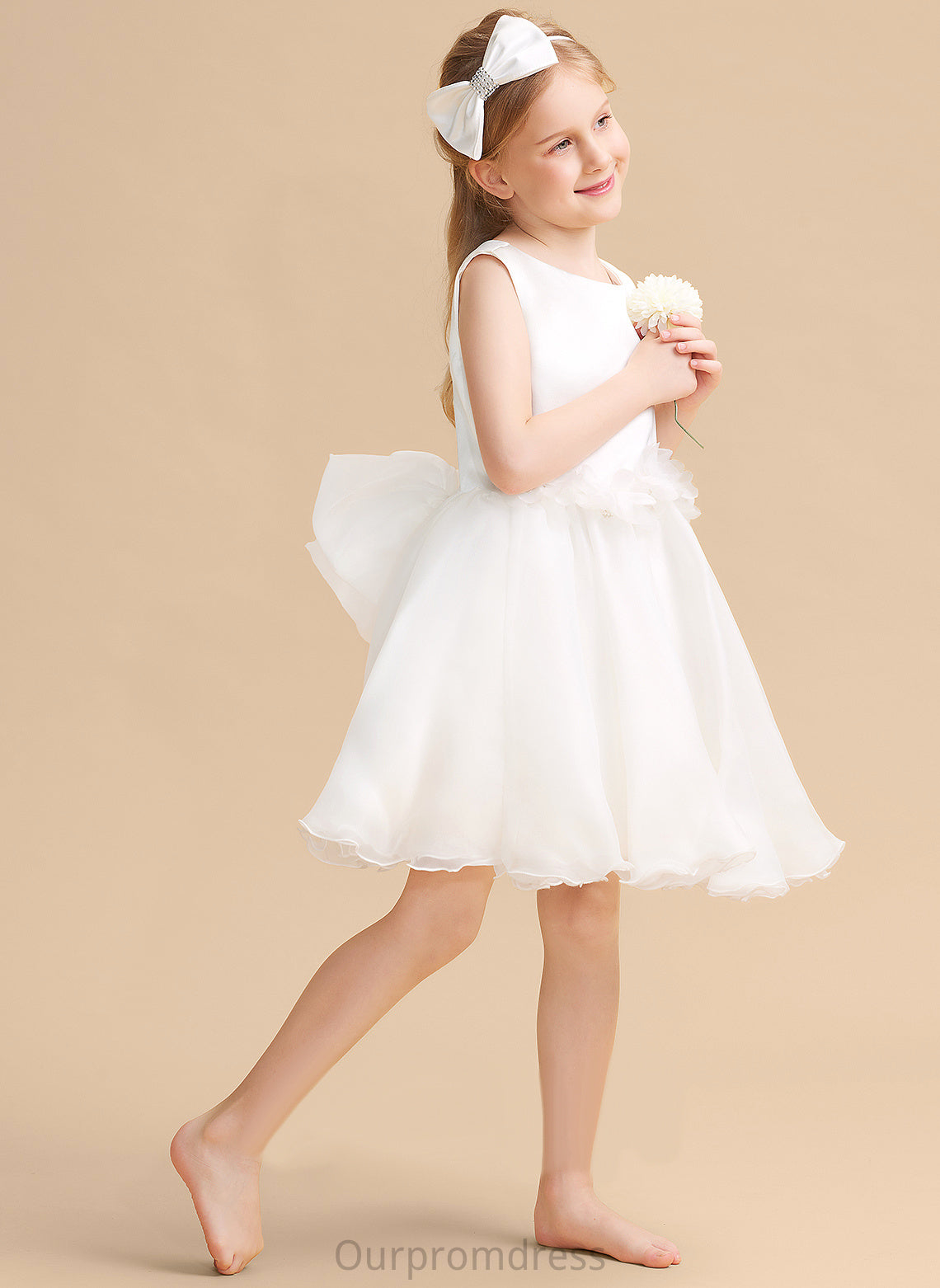 Dress Girl Flower Flower Girl Dresses - Neck Sleeveless A-Line Scoop Saige Organza Knee-length